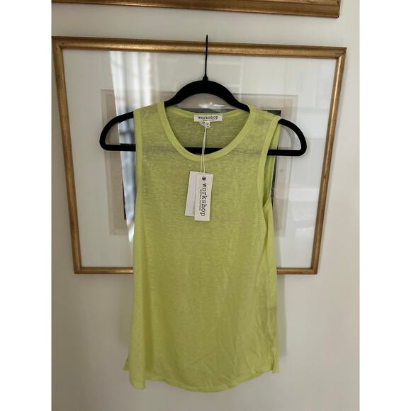 Workshop Republic Clothing Women's Top Sleeveless Modal Size S Lime green NWT - Picture 1 of 6